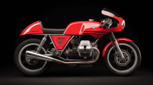 Captivating Red Motorcycle on Black Background | Mid-Century Modern Design