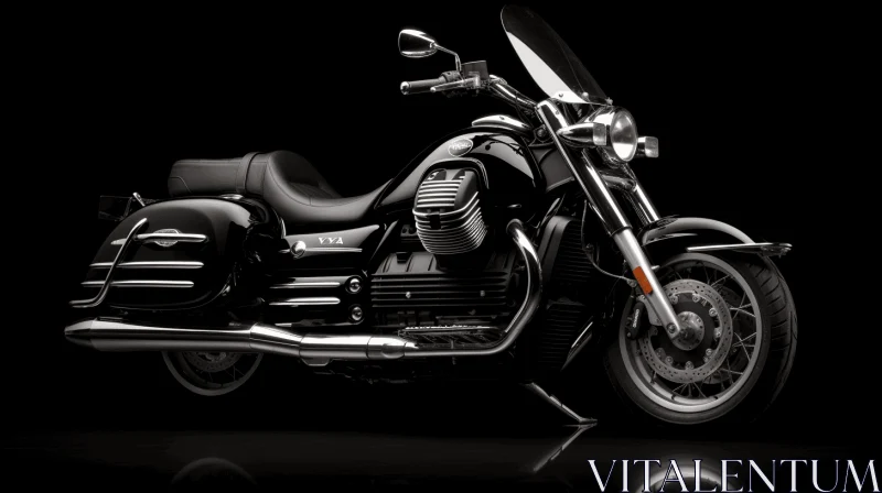 Sleek Black Motorcycle on a Black Background - Captivating Speed and Elegance AI Image