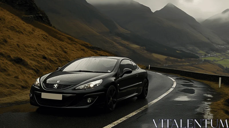 Captivating Black Car on Gravel Road | Scottish Landscapes AI Image