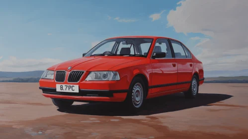 Classical Figurative Realism: A Stunning Red Car Painting