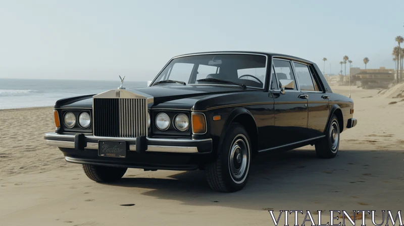 Luxurious Rolls Royce Limousine on Beach | Post-'70s Ego Generation AI Image