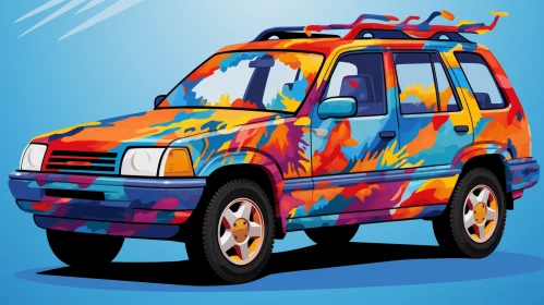 Colorful Car Artwork - Psychedelic Illustration | Pop-Art Design