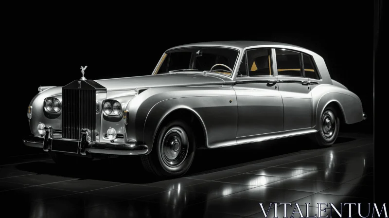 Vintage Silver Car | Sleek Lines | Luxurious Textures AI Image