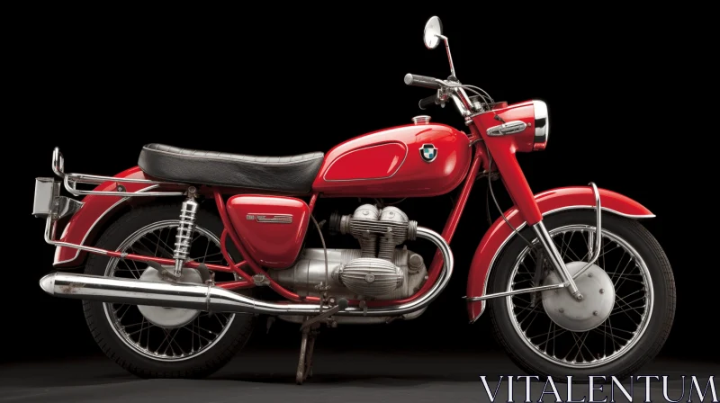 Vintage Red Motorbike on Black Background | Captivating 1960s Style AI Image