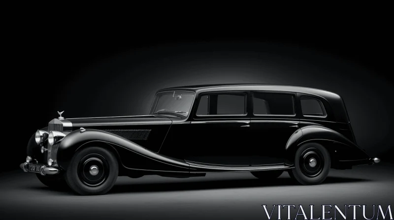 AI ART Vintage Black Car in Dramatic Setting | Meticulous Linework Precision