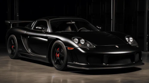 Captivating Black Sports Car in Dimly Lit Garage
