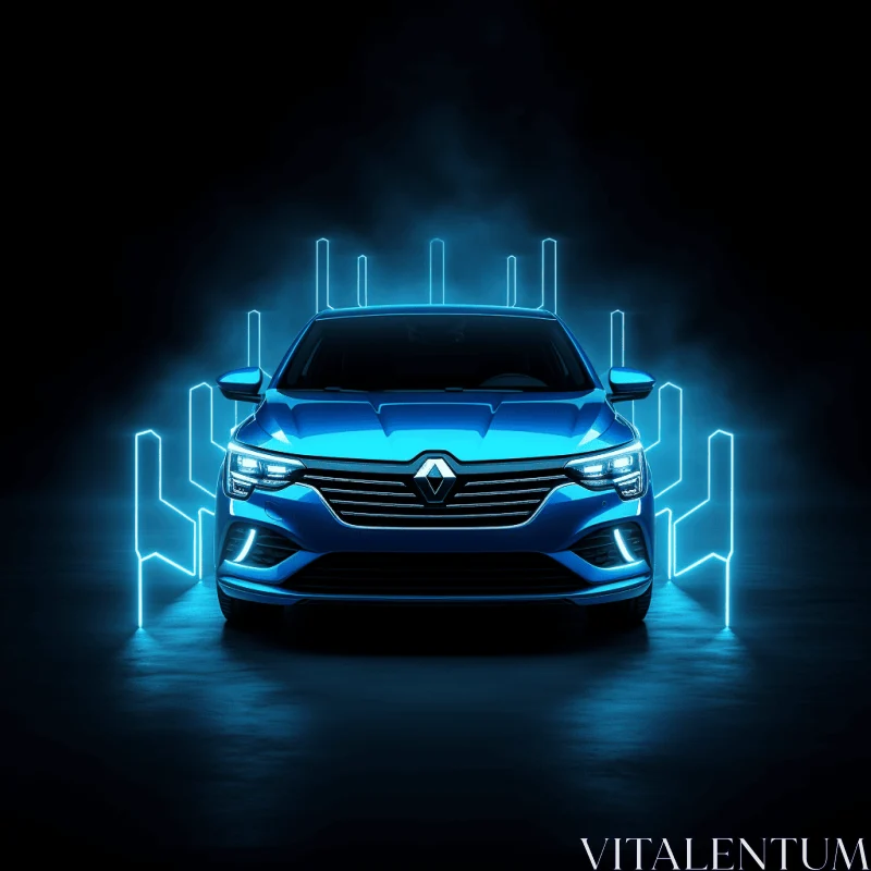 Discover the All-New Renault Car with Neon Lights | Electric Power AI Image