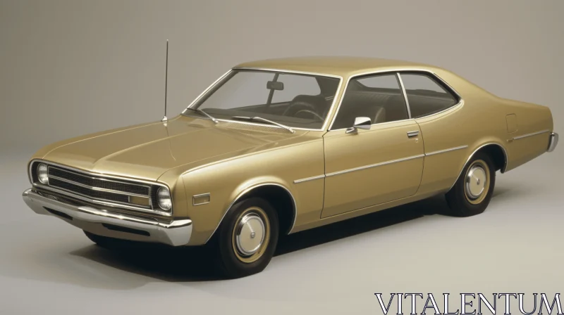 Classic 3D Model of a Tan Yellow Car in White - Post-'70s Ego Generation AI Image