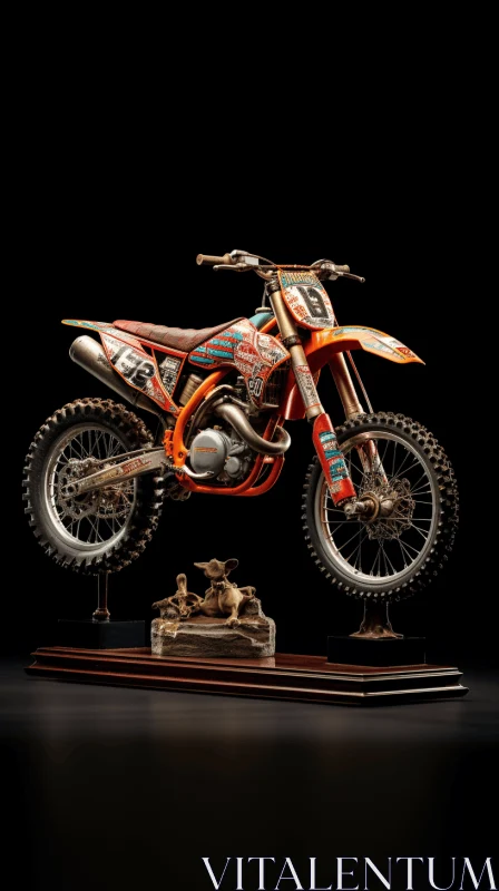 Majestic Sculpture of a Dirt Bike in Richly Colored Realistic Still Life AI Image
