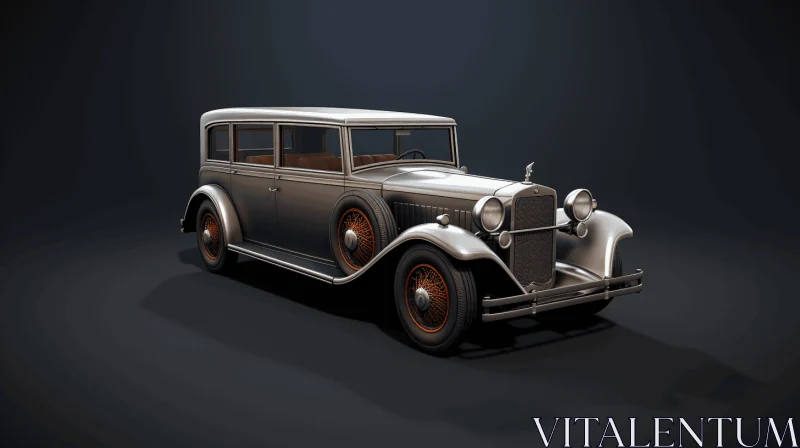Elegant Antique Car Rendered in 3D | Grey/Black Background AI Image