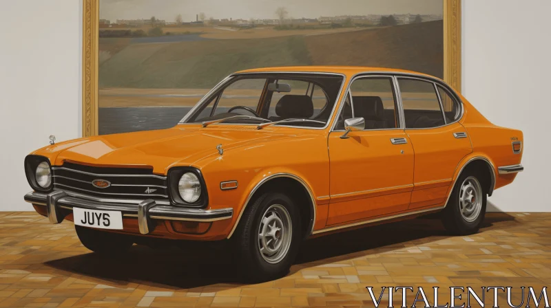 Captivating Orange Classic Car Artwork | Photorealistic Painting AI Image