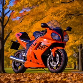Captivating Motorcycle in Fall Leaves