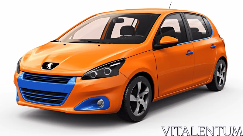 Captivating Orange Peugeot on a White Base | Contemporary and Traditional Fusion AI Image