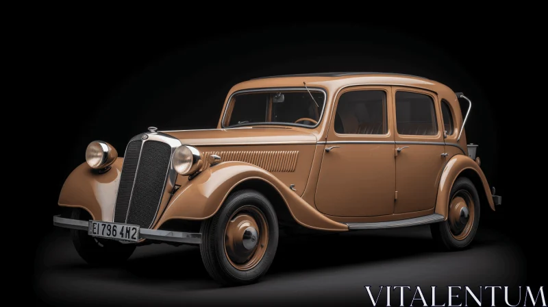 AI ART Elegant Rust Brown Car - Art Deco Design - Light Yellow and Light Indigo