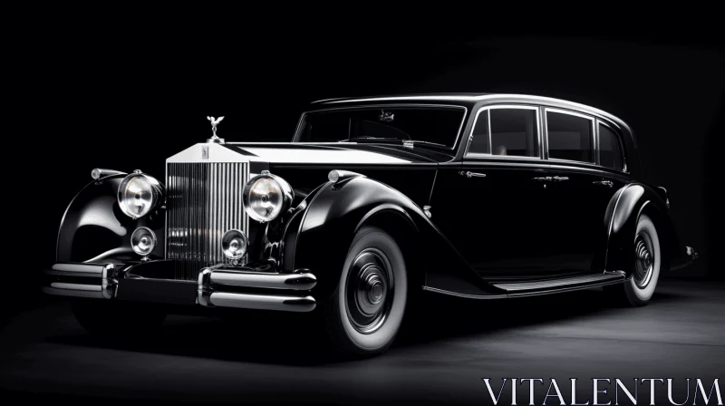 Timeless Nostalgia: Black Vintage Car on a Dark Background AI Image