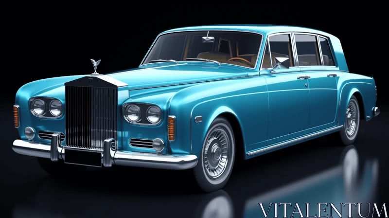 AI ART Blue Rolls Royce Classic Convertible Car - Dark Cyan Style