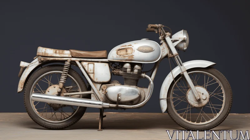 Vintage Motorcycle on Weathered Surface | 1960s Style AI Image