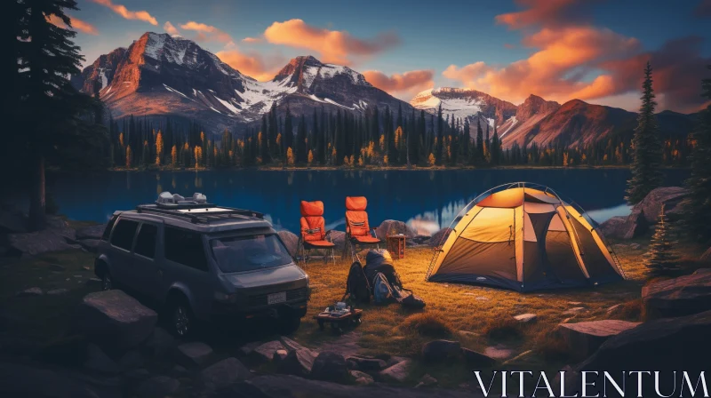 Camping in Mountains: Captivating and Emotional Imagery AI Image