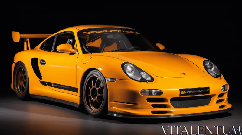 Captivating Porsche GTS Racing Artwork in Dark Yellow and Amber AI Image