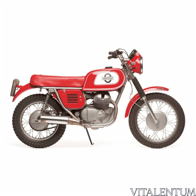 Red and White Motorcycle on White Background | Contemporary Vintage Photography AI Image