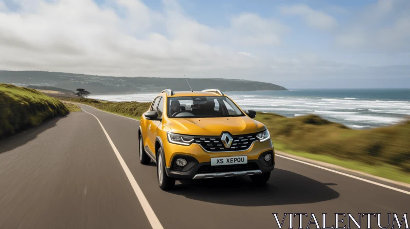 Exhilarating Renault Car Journey on Coastal Road AI Image