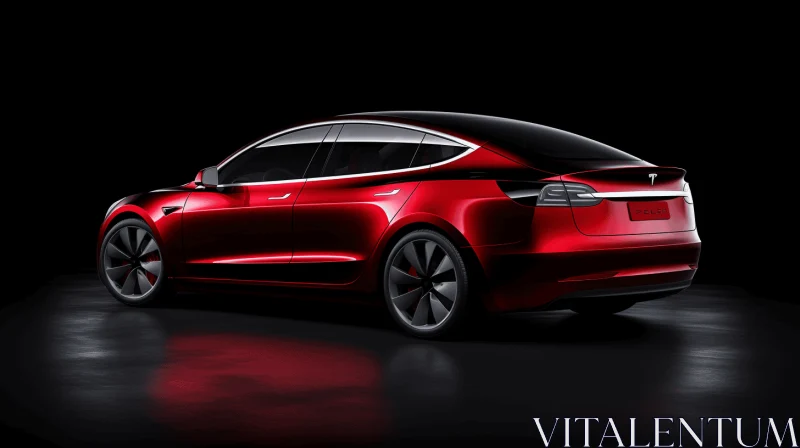 Captivating Red Tesla Model 3 in Black | Timeless Nostalgia AI Image