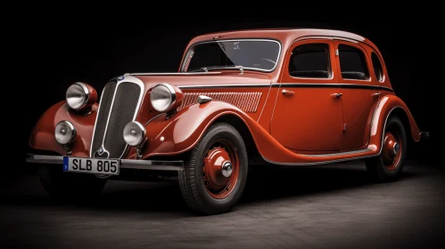 Vintage Brown Red Car on Dark Background | Meticulous Detailing
