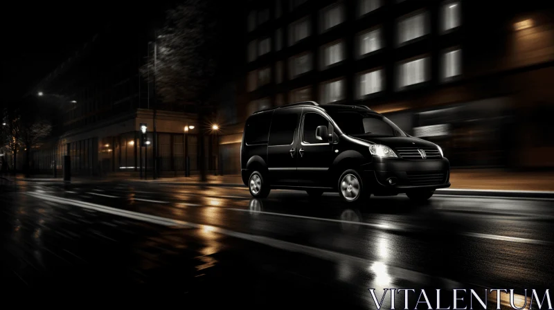 AI ART Black Van Driving Down the Street - Renaissance Chiaroscuro Lighting