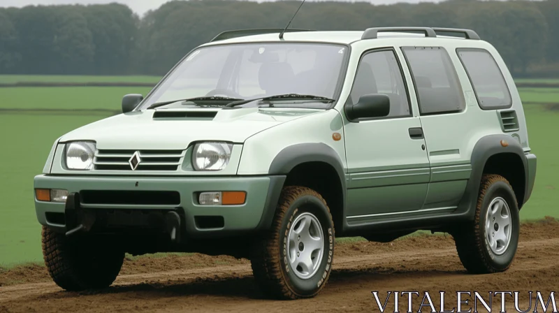 Captivating Image of a Green SUV in a Picturesque Field AI Image