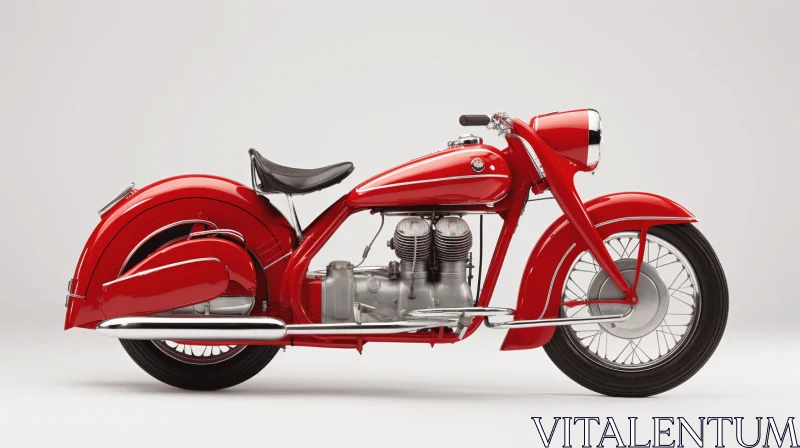 Captivating Vintage Red Motorcycle Artwork AI Image