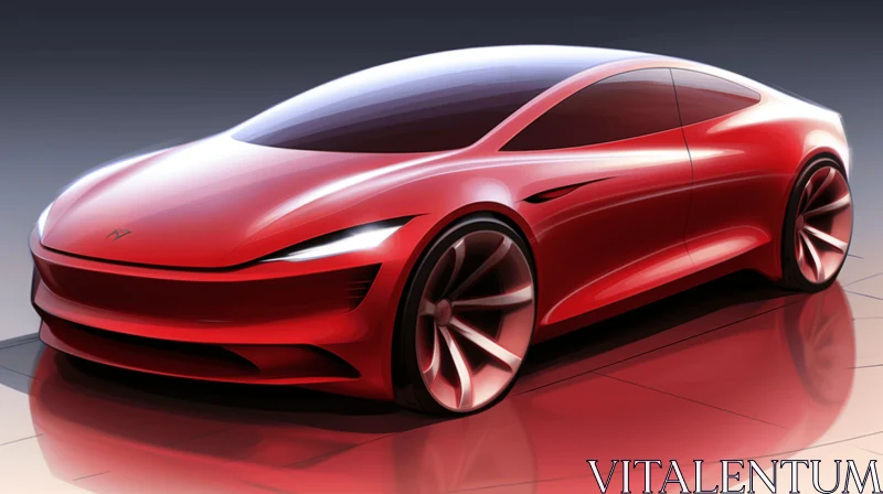 Innovative Red Car Sketch - Unique Concept Design AI Image