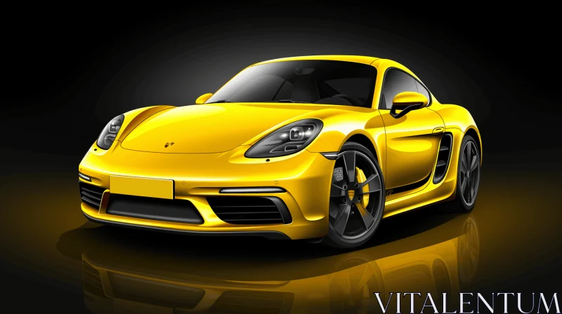 Yellow Sports Car - Realistic Portrait Drawing - Monochromatic Harmony AI Image