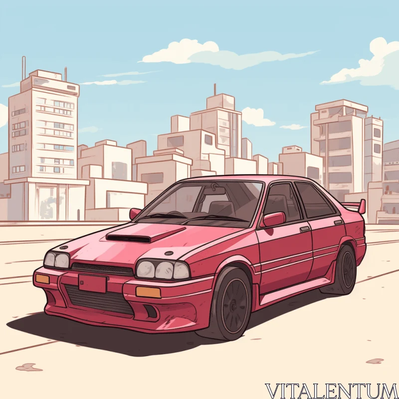 Anime styled city car in pop art vaporwave style AI Image