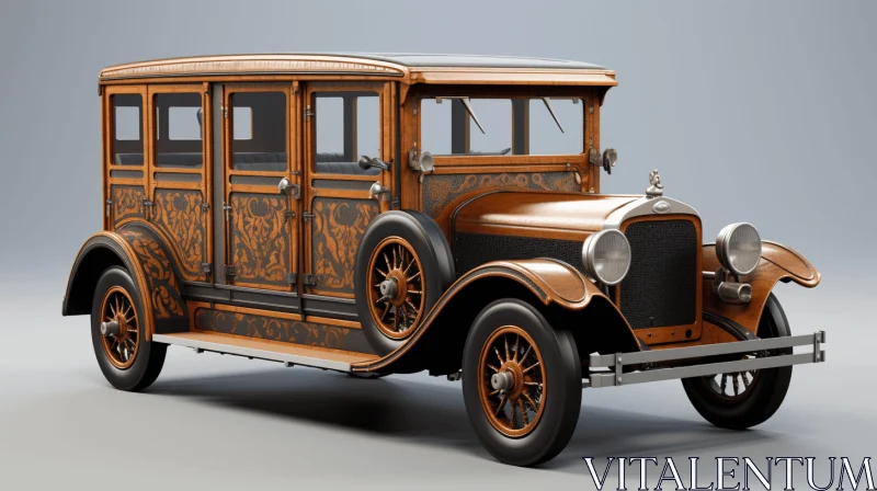 Elegant Vintage Car with Varying Wood Grains AI Image