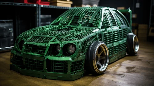 Green Metal Cage Car - Hyper-Realistic Sculpture | Adafruit