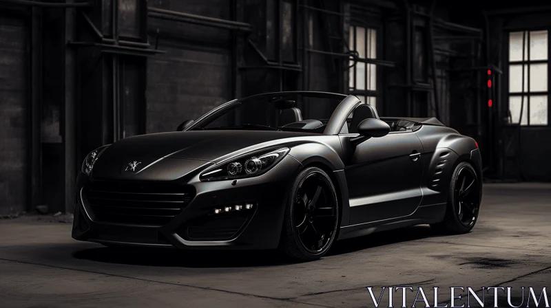 Luxurious Black Sports Car in a Baroque Energy Garage AI Image