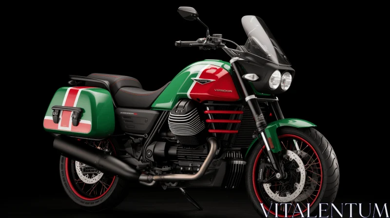 Vibrant Motorcycle in Red and Green Colors | Iconic Americana Design AI Image