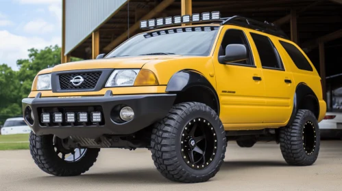 Captivating Yellow SUV with Black Wheels and Tires | Dracopunk and Weathercore Art