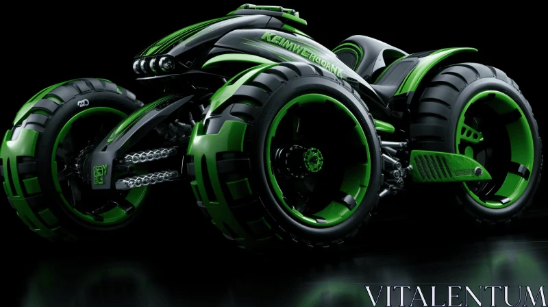 AI ART Green and Black Futuristic Motorcycle with Green Front Rims
