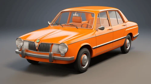 Classic Orange Car: Photorealistic Rendering in Barbizon Style