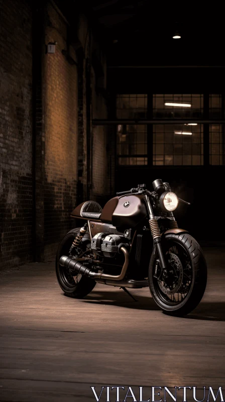 Custom Motorcycle in Dark Bronze and Light Black | Industrial Urban Scenes AI Image