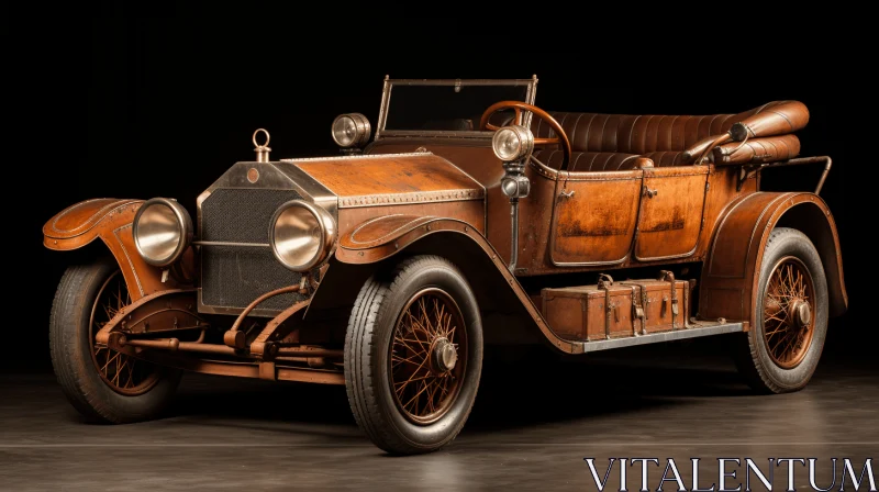 AI ART Intricate Details and Unique Props: A Brown Antique Car Artwork