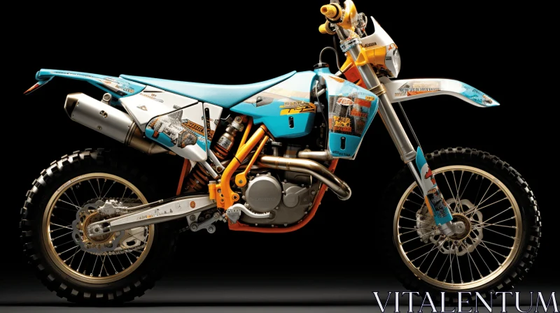 AI ART Vibrant Dirt Bike Artwork - Blue and Orange - Action and Adventure