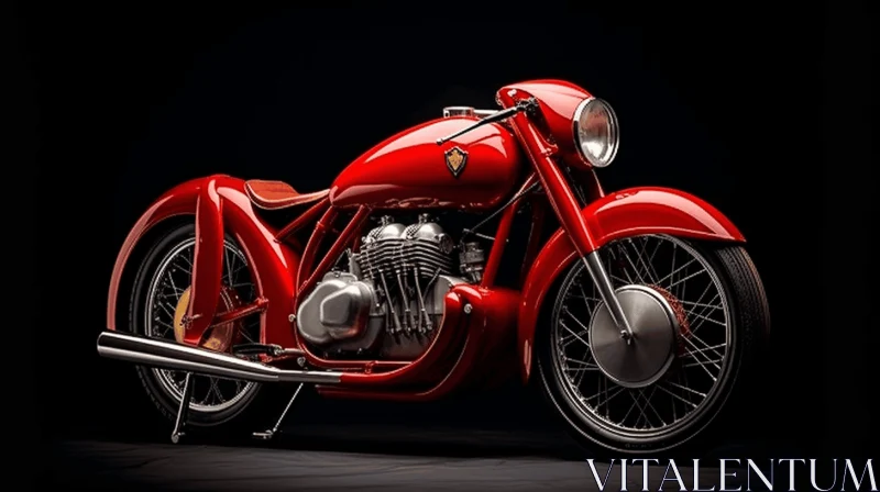 Stunning Red Motorcycle Art: A Captivating Blend of Mid-Century Modern Design and Realism AI Image