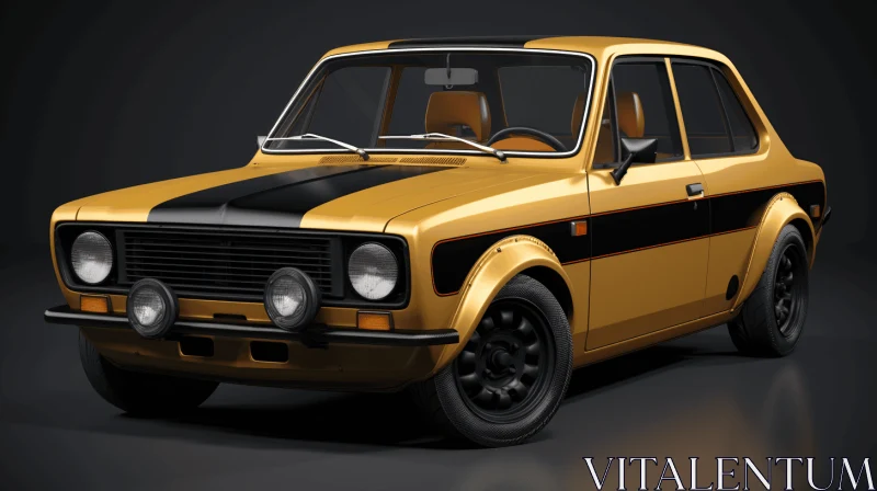 Yellow and Black Auto: A Stunning 3D Model in Vray Tracing Style AI Image