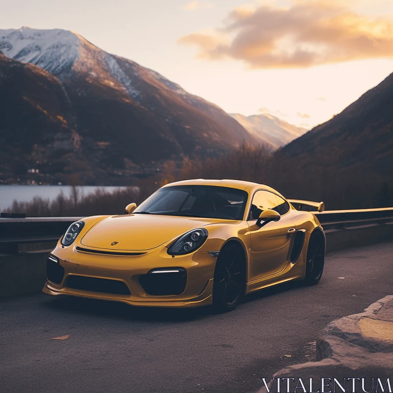 Captivating Porsche Cayman GT3 in Mountainous Setting AI Image