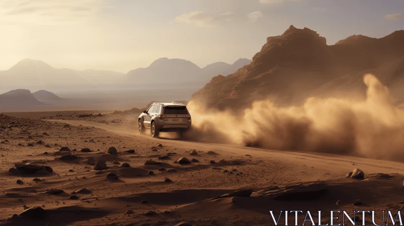 Enchanting SUV Journey through Dreamy Dunes AI Image