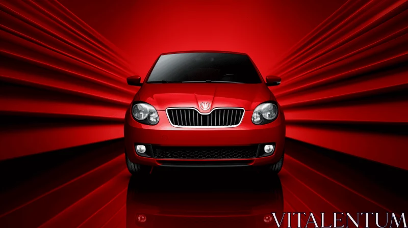 Red Car Wallpaper - Dynamic Balance and Neo-Classical Symmetry AI Image