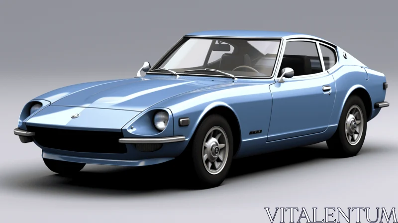 Exquisite Blue Sports Car: Minimalistic Japanese Design AI Image