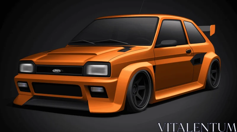 Orange Cartoon Car on Dark Background - Realistic and Hyper-Detailed AI Image